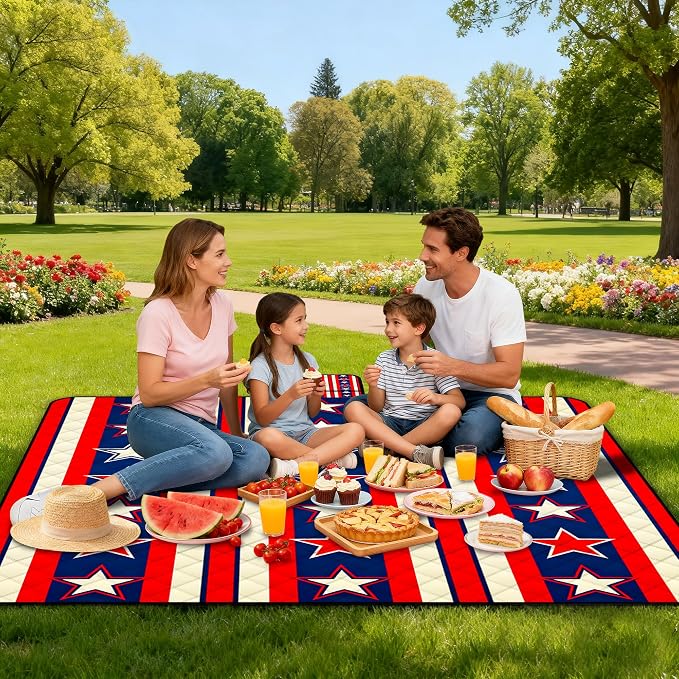 Poedist Extra Large Picnic Blanket Waterproof,80"x 80"Foldable Machine Washable Beach Blanket,Outdoor Blanket for 6-8 Adults,for Indoor Crawling,Park Beach,Camping,Hiking,Family Travel(Dream)