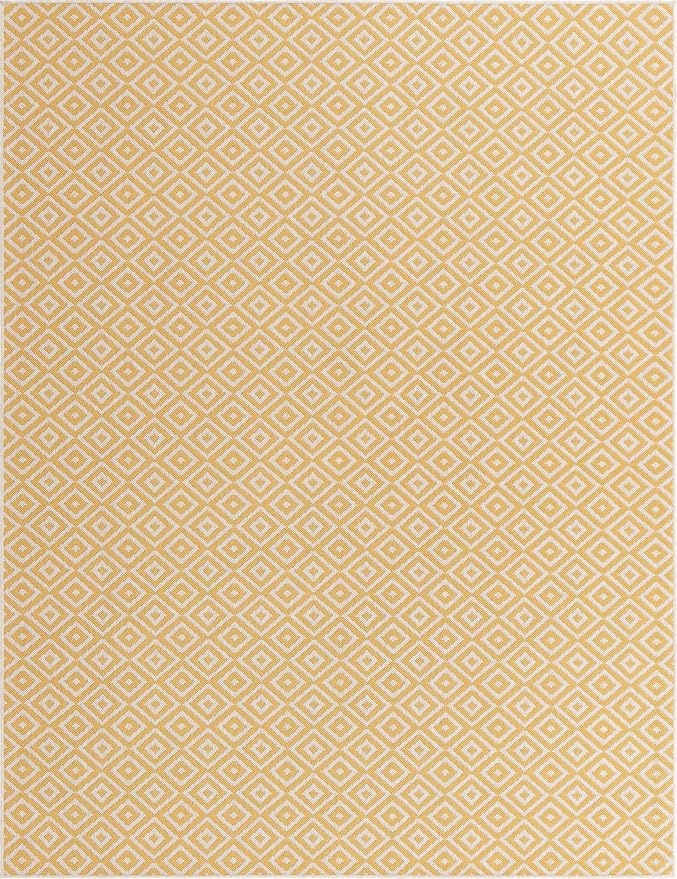 Unique Loom Jill Zarin Outdoor Collection Area Rug - Costa Rica (7' 10'' x 10' Rectangle, Yellow Ivory/ Ivory)