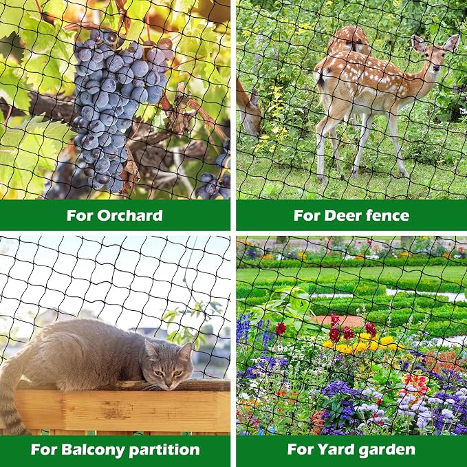 BSTPCOO Bird Netting 25'x50' with 2" Mesh Garden Net with Bird Scare Tape, Avian Nettings for Chicken Coop Roof, Heavy Duty Nylon Nettings for Garden, Chicken Coop Netting Fruit Tree Net