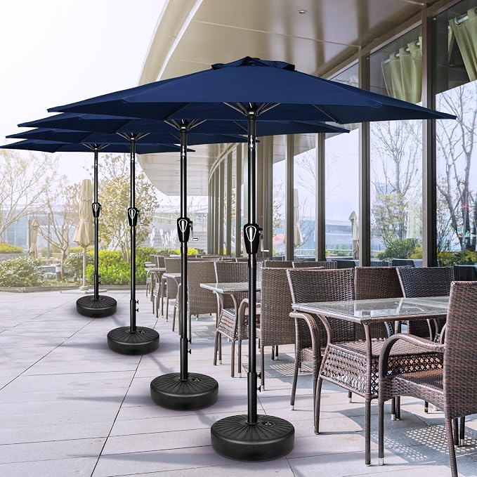 Simple Deluxe 2 Pack 7.5' Patio Umbrella Outdoor Table Market Yard Umbrella with 6 Sturdy Ribs for Backyard, Pool, Garden, Deck, Dark Blue
