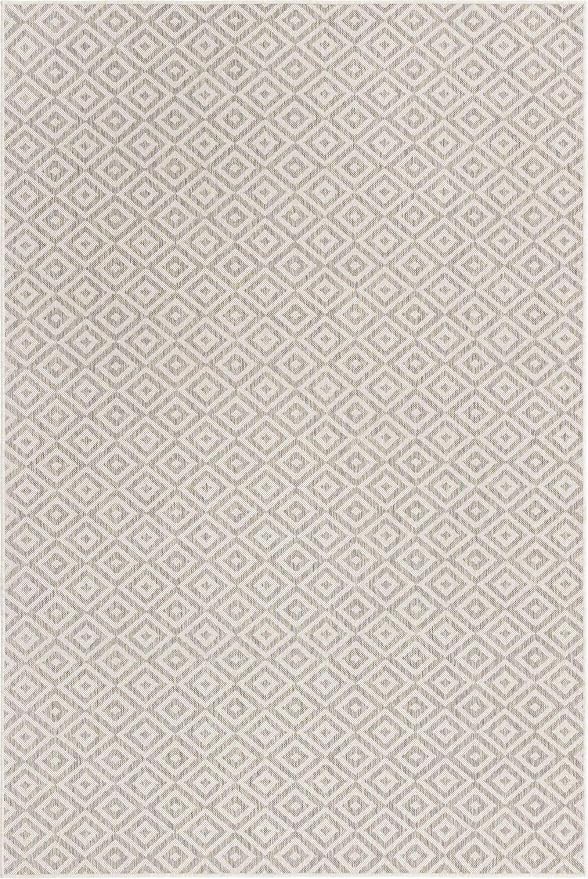 Unique Loom Outdoor Collection Area Rug - Costa Rica (6' 1" x 9' Rectangle, Light Gray/ Ivory)