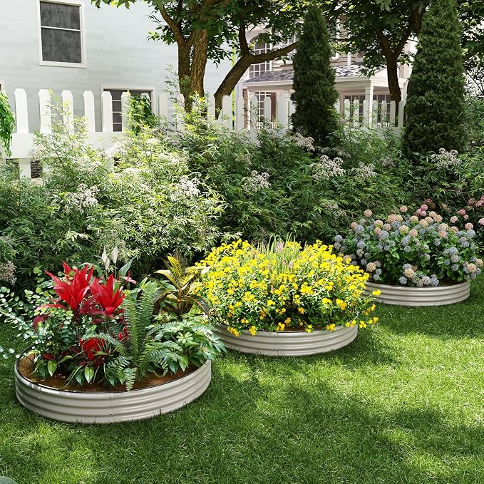 ZFHgarden Galvanized Metal Planter Raised Garden Bed Kit for Gardening Outdoor Garden Box Raised Flower Bed 2PC Gray 3X3X1FT