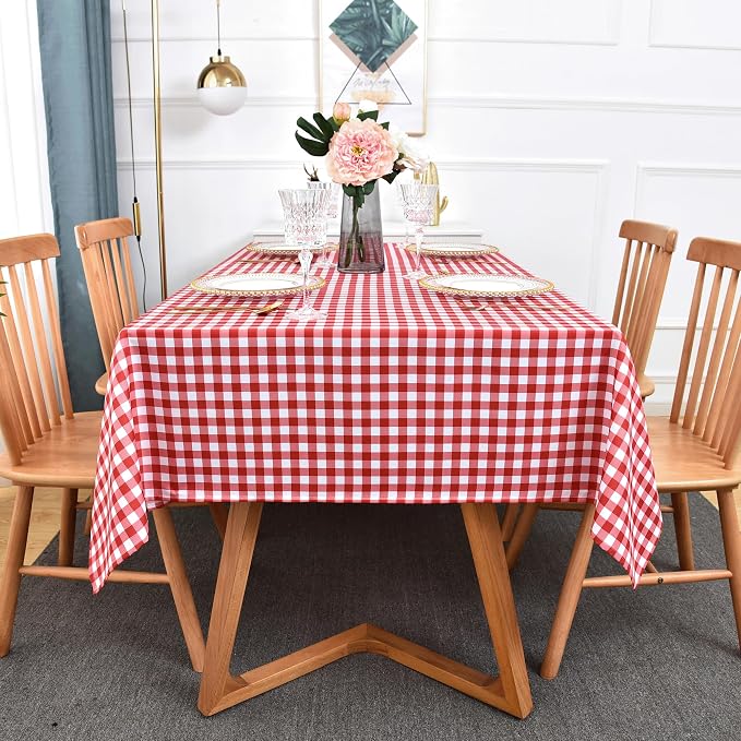 Waterproof Plaid Tablecloth Fabric - Oblong 52x70 Inch Classic Buffalo Tartan Table Cloth for Indoor/Outdoor Use - Washable Tabletop Cover for Dinner, BBQs, and Parties