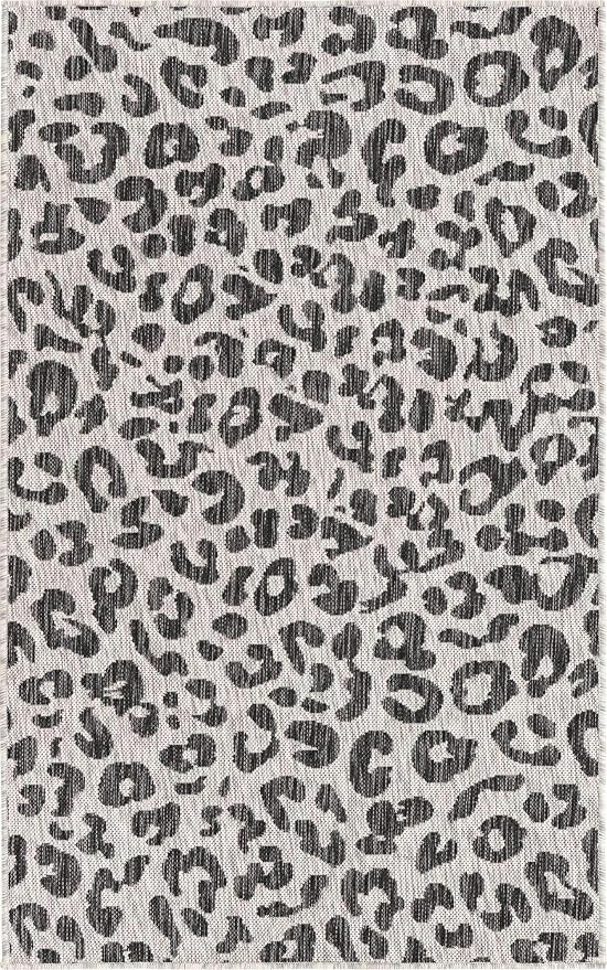Unique Loom Outdoor Safari Collection Area Rug - Leopard (3' 3" x 5' 3" Rectangle, Light Gray/ Gray)