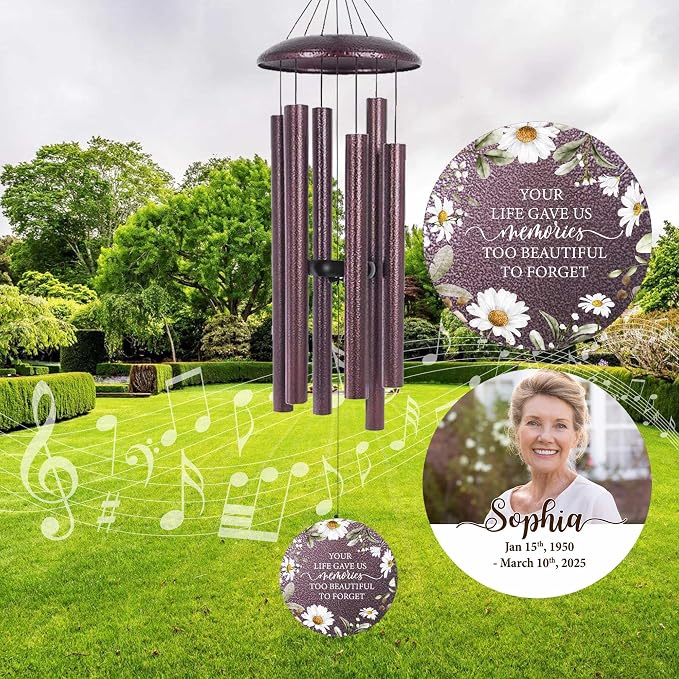 ASTARIN Personalized Deep Tone Wind Chime Memorial, Customized Sympathy Wind Chimes, Memory Wind Chimes for Loved Ones Lost, Bereavement Gifts Windchimes Outdoor, Produced in Texas