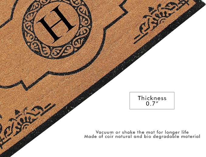 A1 Home Collections First Impression Hand Crafted Abrilina Entry Coir Monogrammed Double Doormat, 72" L x 36" W, X-Large