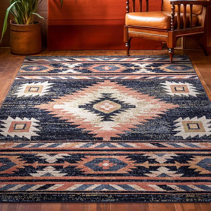 Well Woven Tulsa Lea Blue Traditional Southwestern Tribal 7'10" x 9'10" Area Rug