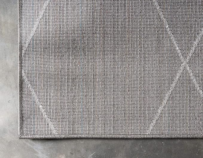 Unique Loom Trellis Frieze Collection Area Rug - Geometric (4" x 6", Dark Gray/ Ivory)