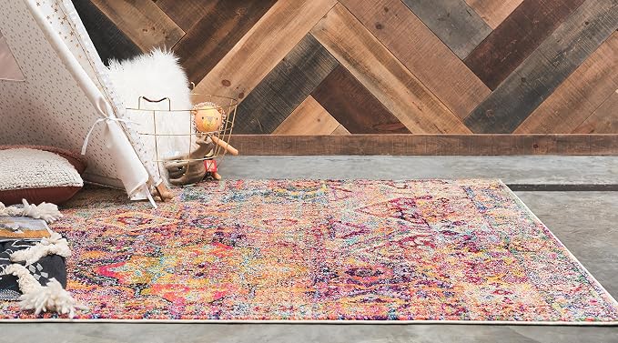 Unique Loom Monterey Collection Area Rug - Aztec (5' 1" x 8' Rectangle Multi/Blue)