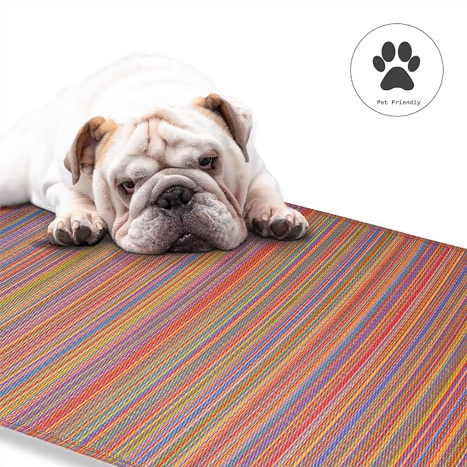 Fab Habitat Outdoor Rug - Waterproof, Fade Resistant, Crease-Free - Premium Recycled Plastic - Striped - Porch, Deck, Balcony, Hallway, Poolside - Cancun - Multicolor - 2.5 x 8 ft Runner