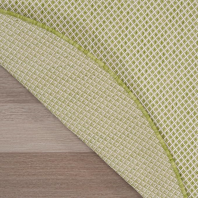 Nourison Home Courtyard Ivory Green 4' x Round Area Rug - Easy Clean, Non Shedding, Bed Room, Living Room, Dining Room, Kitchen (4' x Round)