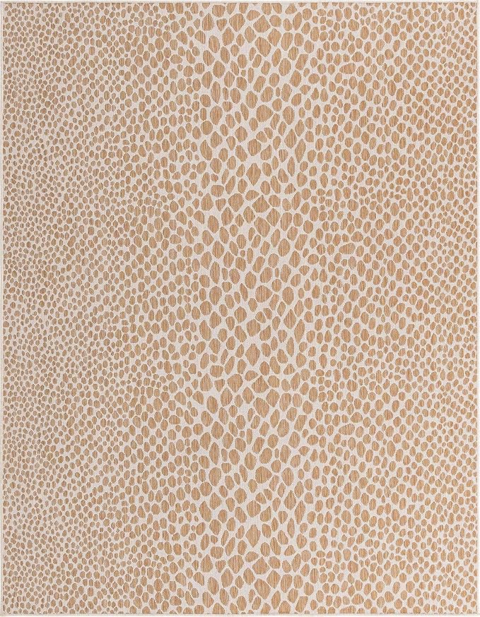 Unique Loom Outdoor Collection Area Rug - Cape Town (7' 10" x 10' Rectangle, Dark Beige/ Ivory)