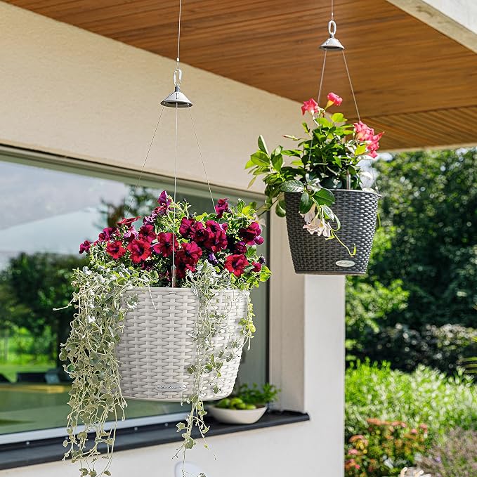 Lechuza Nido Cottage 35 White, Self-Watering Hanging Planter, D13.8 H9.1 in