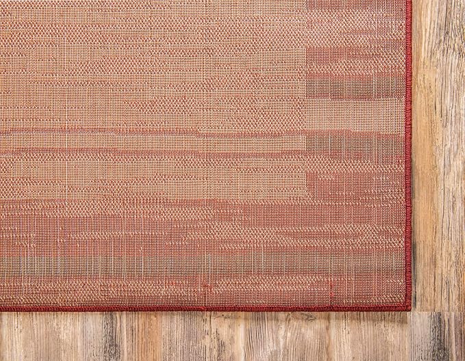 Unique Loom Autumn Collection Modern Contemporary Casual Abstract Area Rug (Terracotta/ Burgundy Border, 5 x 8 ft Rectangular)