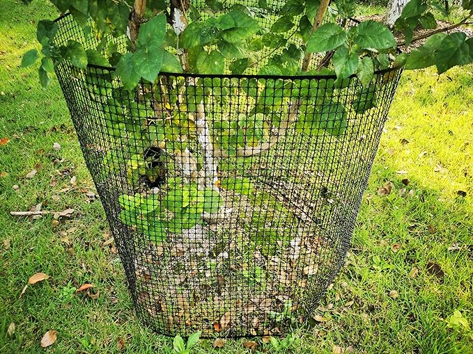 PotatoLife Plastic Hardware Mesh Netting, Garden Netting, Temporary Fencing, Tree Guards, Safety Net for Balcony, Deck, Stair Railing, Animal Barrier, Poultry, Deer, with 50 Zip Ties, 4' x 50', Black