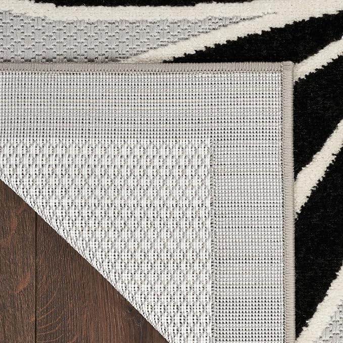 Nourison Home Aloha Black White 2'3" x 12' Area Rug - Easy Clean, Non Shedding, Bed Room, Living Room, Dining Room, Kitchen (12' Runner)