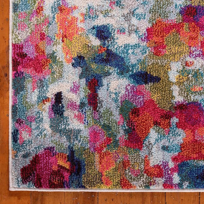 Unique Loom Chromatic Collection Area Rug - Joyous (2' x 8' Runner Multi/Blue)