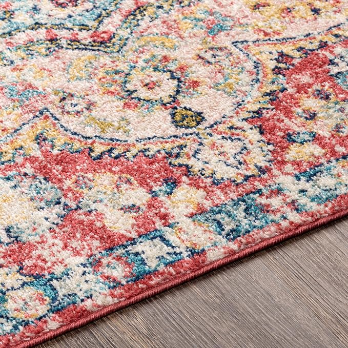 Livabliss Area Rugs - 2x3 Romaine Vintage Boho Rose Navy Sky Blue Area Rug for Living Room Bedroom - Floral Medallion Stain Resistant Carpet for Kitchen, Nursery, Office (2' x 3')