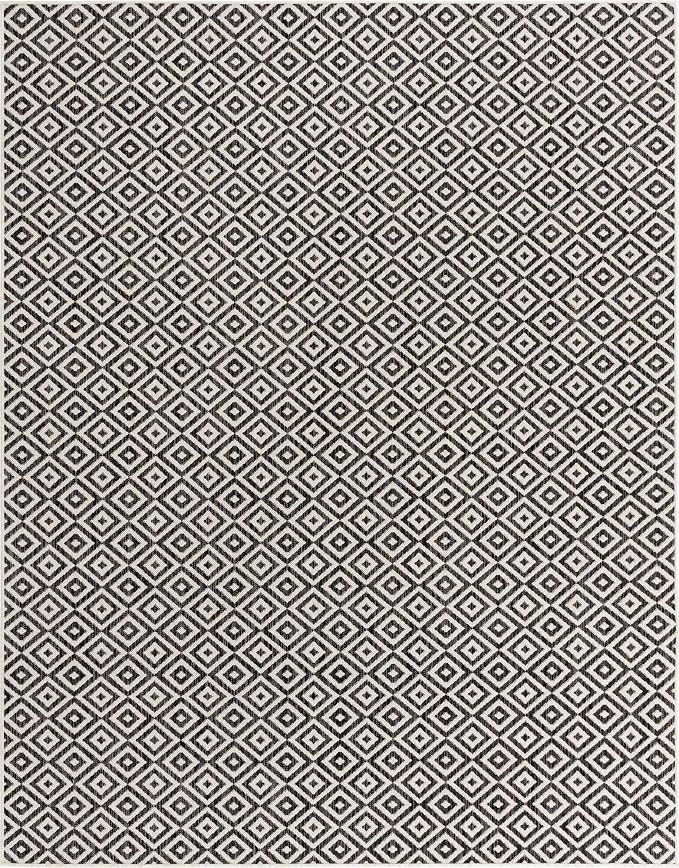Unique Loom Outdoor Collection Area Rug - Costa Rica (7' 10' x 10' Rectangle, Charcoal Gray/ Ivory)