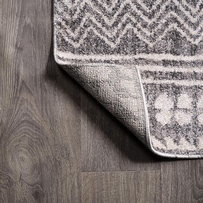 JONATHAN Y Imlil Tribal Stripe Light Gray/Cream Indoor Area Rug, 5x8, Geometric, Bohemian, Casual, Easy-Cleaning for Living Room, Bedroom, Kitchen, Pet Friendly, Non-Shedding (MOH303A-5)