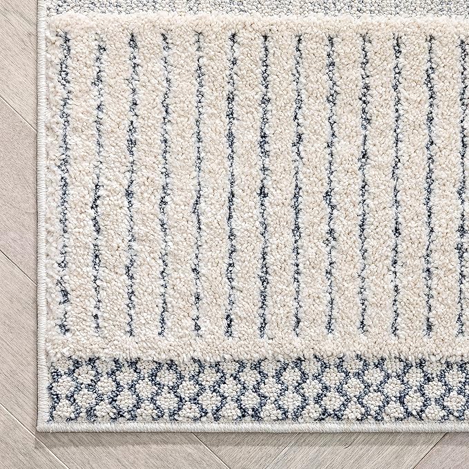 Well Woven Harlow Collection Briar Light Blue - Modern Tribal Minimalist Geometric 5x7 Area Rug - Ideal for Living Room, Dining Room & Bedroom - Durable, Stain Resistant & Easy to Clean