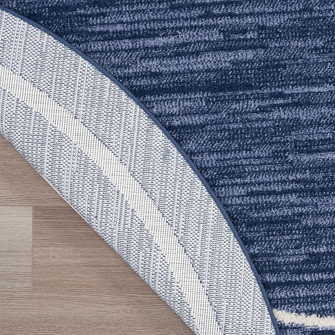 Nourison Home Nourison Essentials Navy/Ivory 4' x Round Area Rug - Easy Clean, Non Shedding, Bed Room, Living Room, Dining Room, Kitchen (4' x Round)