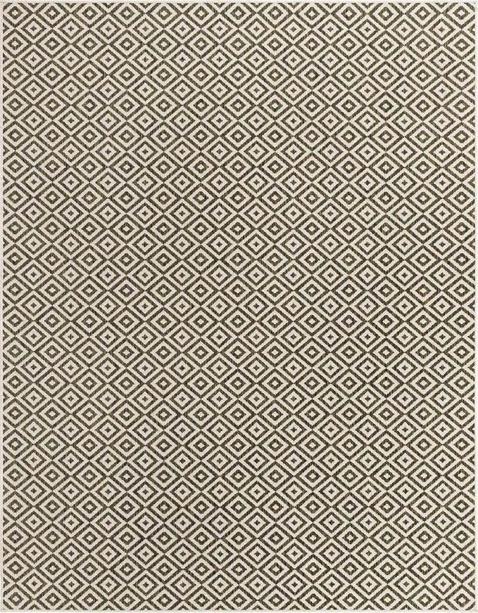 Unique Loom Outdoor Collection Area Rug - Costa Rica (7' 10" x 10' Rectangle, Green/ Ivory)