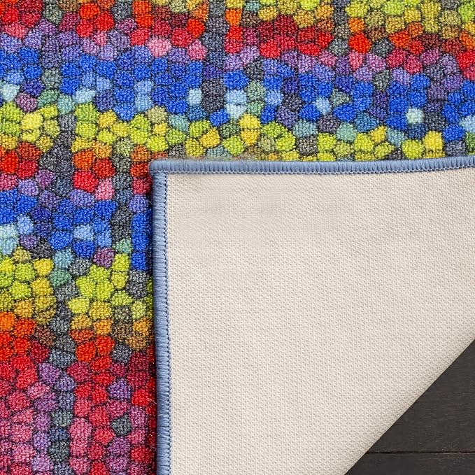 SAFAVIEH Aztec Collection Accent Rug - 4' x 6', Blue & Multi, Abstract Design, Non-Shedding & Easy Care, Ideal for High Traffic Areas in Entryway, Living Room, Bedroom (AZT203C)