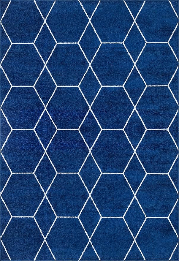 Unique Loom Trellis Frieze Collection Area Rug - Geometric (7' 1" x 10', Navy Blue/ Ivory)