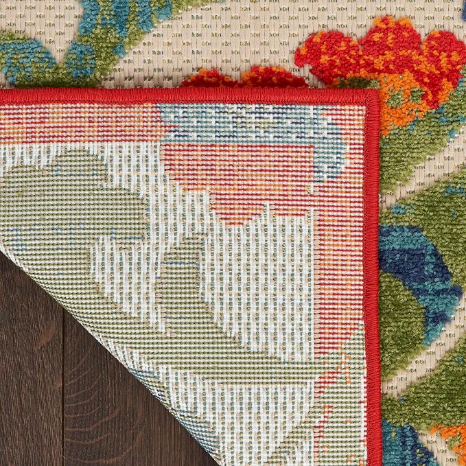 Nourison Home Aloha Red Multicolor 3'6" x 5'6" Area Rug - Easy Clean, Non Shedding, Bed Room, Living Room, Dining Room, Kitchen (4' x 6')
