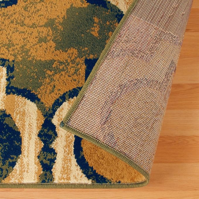 SUPERIOR Indoor Runner Rugs, Modern Area Rug, 2'7"x8', Green | Geometric Design Floor Décor, Easy Care High Traffic Areas Living Dining Room, Bedroom, Office, Entryway, Viking Collection