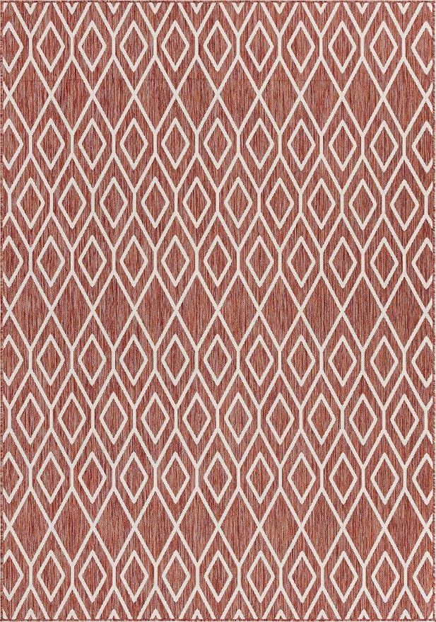 Jill Zarin Outdoor Collection Area Rug - Turks and Caicos (7' x 10' Rectangle Rust Red/Ivory)
