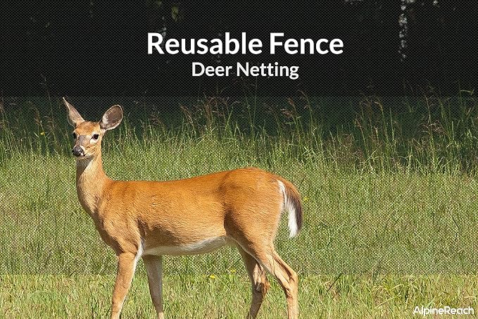 AlpineReach Garden Netting 15 x 30 ft Heavy Duty Bird Net, Deer, Plant Protection Extra Strong Woven Mesh, Reusable Kit with Zip Ties, Animal Fencing for Fruits Trees, Green