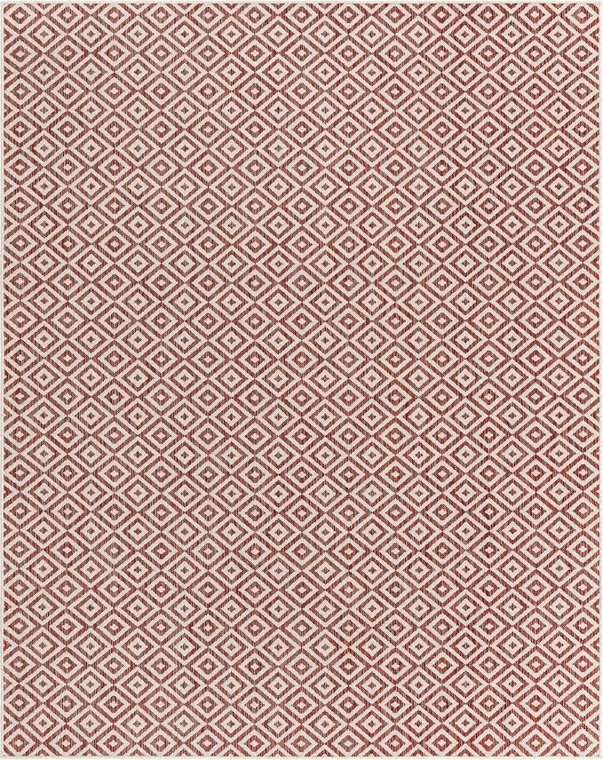 Unique Loom Outdoor Collection Area Rug - Costa Rica (7' 10' x 10' Rectangle, Rust Red/ Ivory)