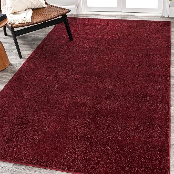 JONATHAN Y Haze Solid Low-Pile Dark Red Indoor Area Rug 5x8, Coastal,Bohemian,Minimalist,Classic, Easy-Cleaning for Living Room,Bedroom,Kitchen,Pet Friendly,Non-Shedding (SEU100Q-5)