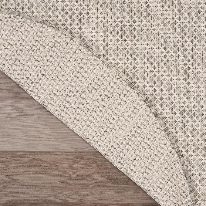 Nourison Home Courtyard Ivory Silver 10' x Round Area Rug - Easy Clean, Non Shedding, Bed Room, Living Room, Dining Room, Kitchen (10' x Round)