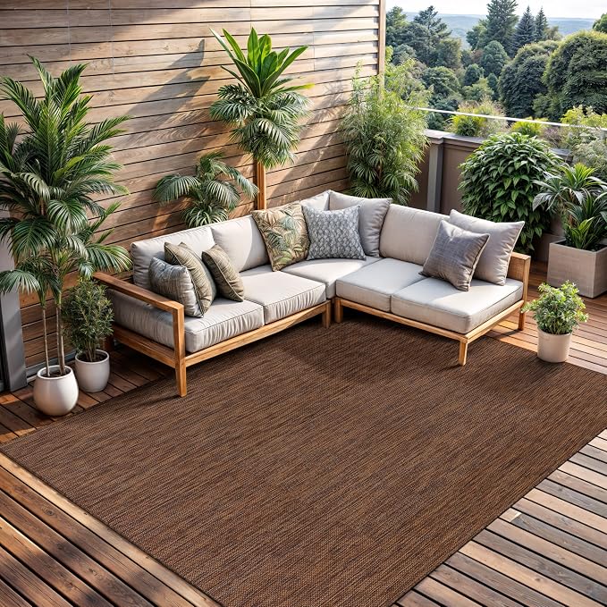 CAMILSON Outdoor Rug 8x10 Modern Area Rugs for Indoor and Outdoor Patios and Porches - Waterproof, Washable, Non-Shedding, Easy-to-Clean Outside Carpet (8 x 10, Solid - Gold)