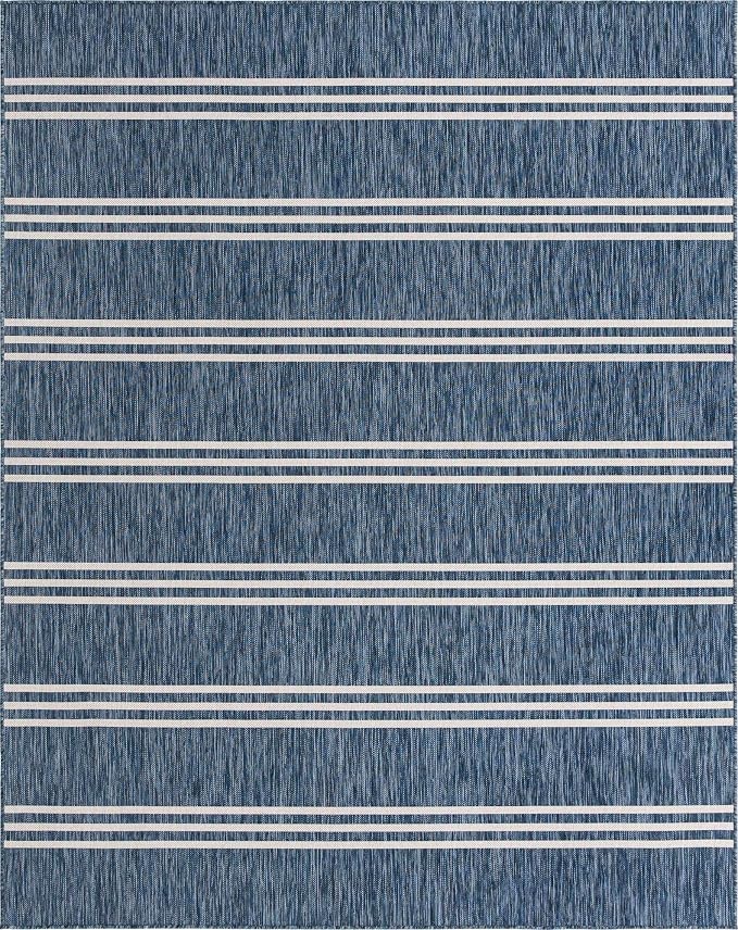 Unique Loom Outdoor Collection Area Rug - Anguilla (7' 10' x 10' Rectangle, Blue/ Ivory)
