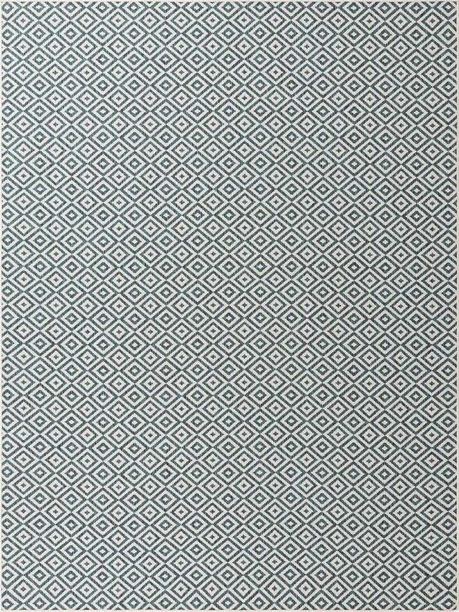 Unique Loom Outdoor Collection Area Rug - Costa Rica (9' x 12' Rectangle, Teal/ Ivory)