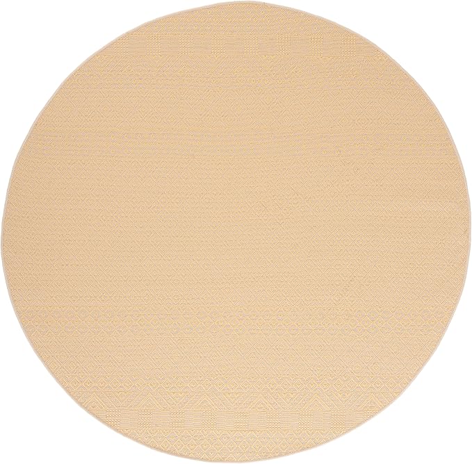 SAFAVIEH Courtyard Collection 6'7" Round Gold/Beige CY6235 Moroccan Indoor/Outdoor Waterproof Easy Cleaning Patio Backyard Mudroom Area Rug