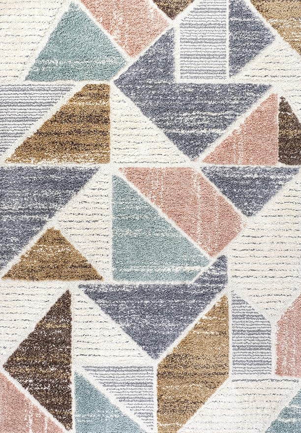 JONATHAN Y Colorblock Carved High-Low Multi Indoor Area Rug 3X5 ft, Aileen Geometric Scandi for Living Room, Bedroom, Kitchen, Easy-Cleaning, High Traffic, Pet-Friendly, Non-Shedding SNT107A-3