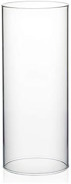 WGVI Hurricane Candle Holder Sleeve, Wide 4", Height 10", Clear Glass Cylinder Candleholder, Chimney Tube, Open Ended Candle Shade, 1 Piece by WGVInternational-OpusGlassware