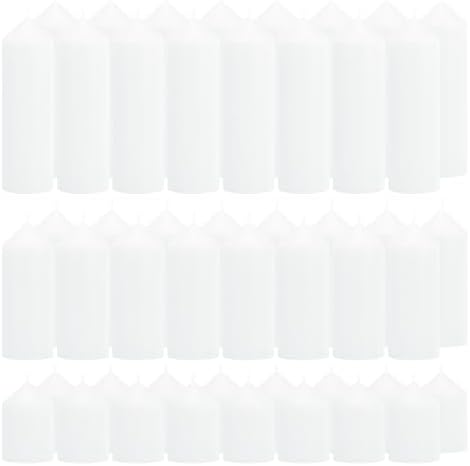 48-Pack White Pillar Candles Bulk Set by CHICERA