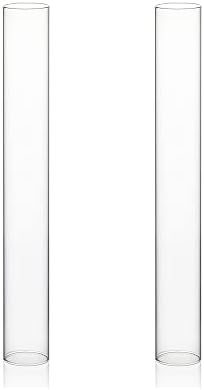 WGVI Hurricane Candle Holder Sleeve, Wide 3", Height 24", 2 Pieces, Clear Glass Cylinder Open Both Ends, Chimney Shade Tube (HST0324_2pc) by WGVInternational-OpusGlassware