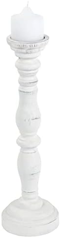 White Rustic Candle Holders for Pillar Candles,18-Inch Vintage Wooden Candle Holders Pillar,Candle Holder for Candlesticks,Farmhouse Style Accent Decor,Gift for Home (1Piece, 5.5" x 5.5" x 18.3") - Image 3