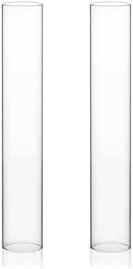 WGVI Hurricane Candle Holder Sleeve, Wide 2", Height 12", 2 Pieces, Clear Glass Cylinder Open Both Ends, Chimney Shade Tube (HST0212_2pc) by WGVInternational-OpusGlassware