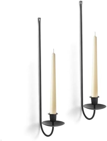 Batoslee Wall Candle Holder Set of 2, Black Metal Wall Mount Candle Sconces by Batoslee