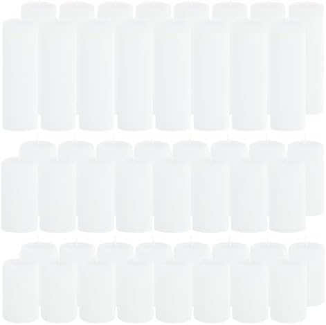 48-Pack White Pillar Candles Bulk Set by CHICERA