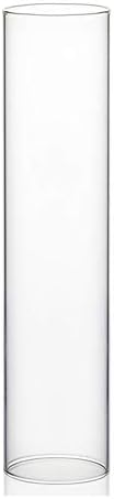 WGVI Hurricane Candle Holder Sleeve, Wide 4", Height 18", Clear Glass Cylinder Candleholder, Chimney Tube, Open Ended Candle Shade, 6 Pieces Bulk by WGVInternational-OpusGlassware