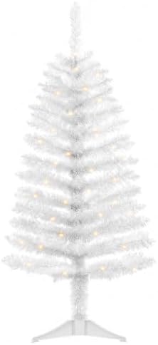 4ft Artificial White Christmas Tree with Lights by Unknown